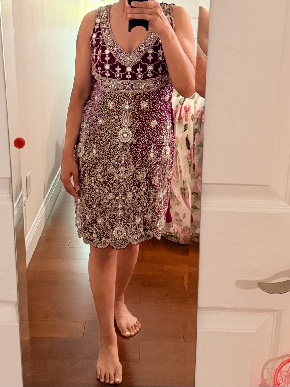 One of a kind purple and silver embellished dress size 4 or size S